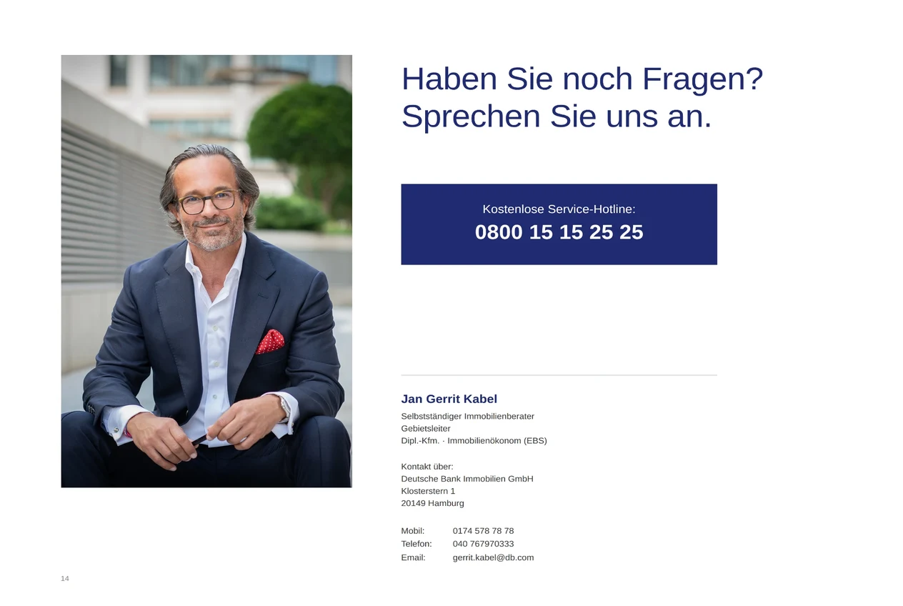 Kontaktseite Jan Gerrit Kabel, Immobilienberater Deutsche Bank Immobilien, Klosterstern Hamburg
